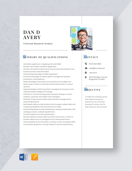 Chartered Financial Analyst Resume/CV Template - Word ...
