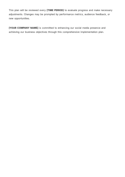 Free Social Media Implementation Plan Template to Edit Online