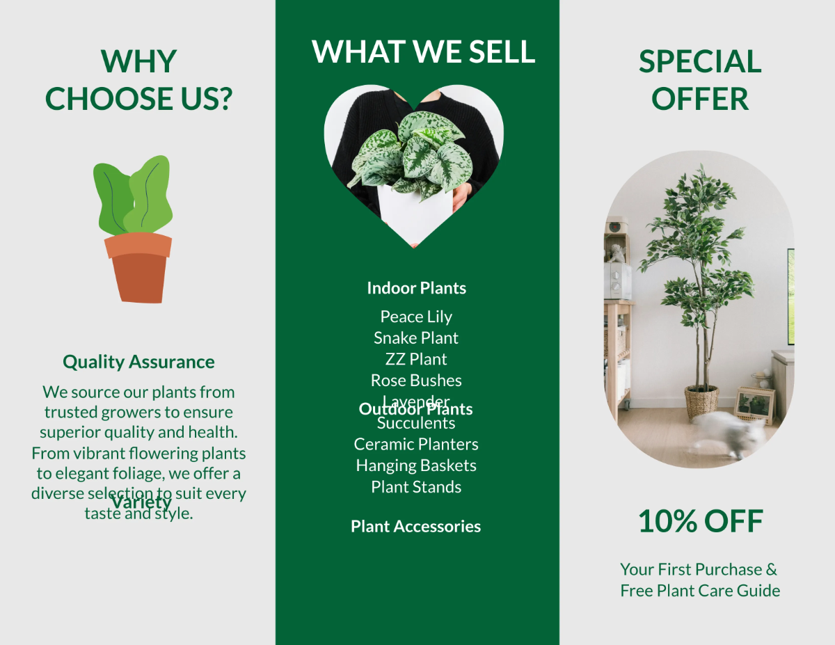 Free Decorative Plants Brochure Template to Edit Online