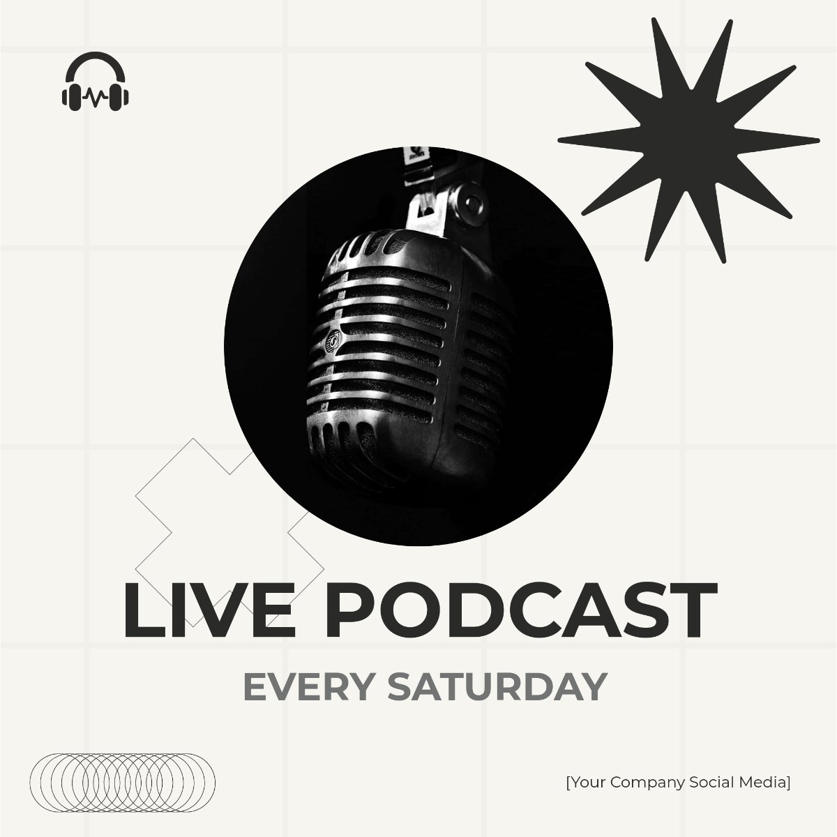 Podcast Live Talk Show Instagram Post Template - Edit Online & Download