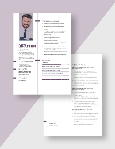 Early Childhood Specialist Resume Download