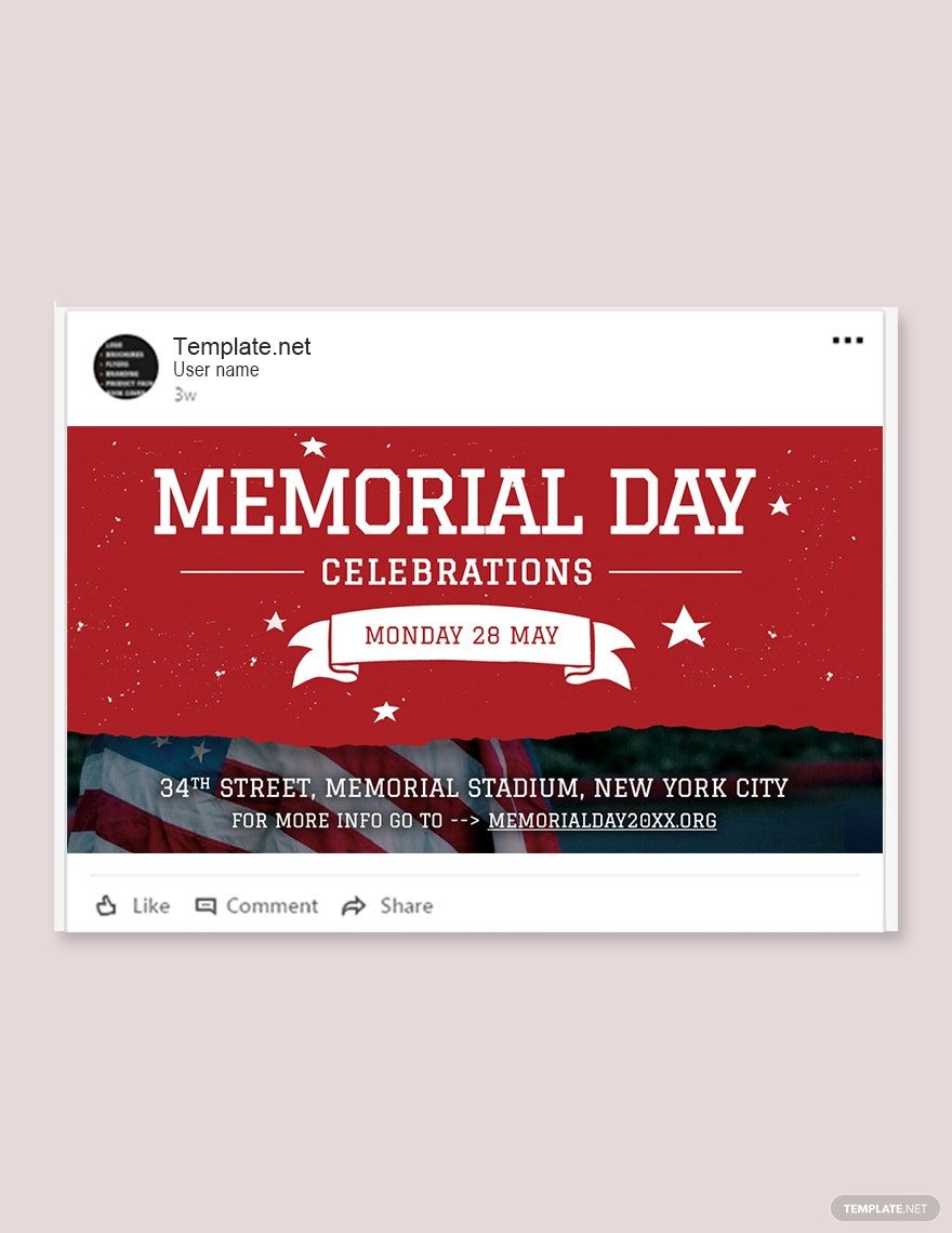 Free Memorial Day LinkedIn Post Template