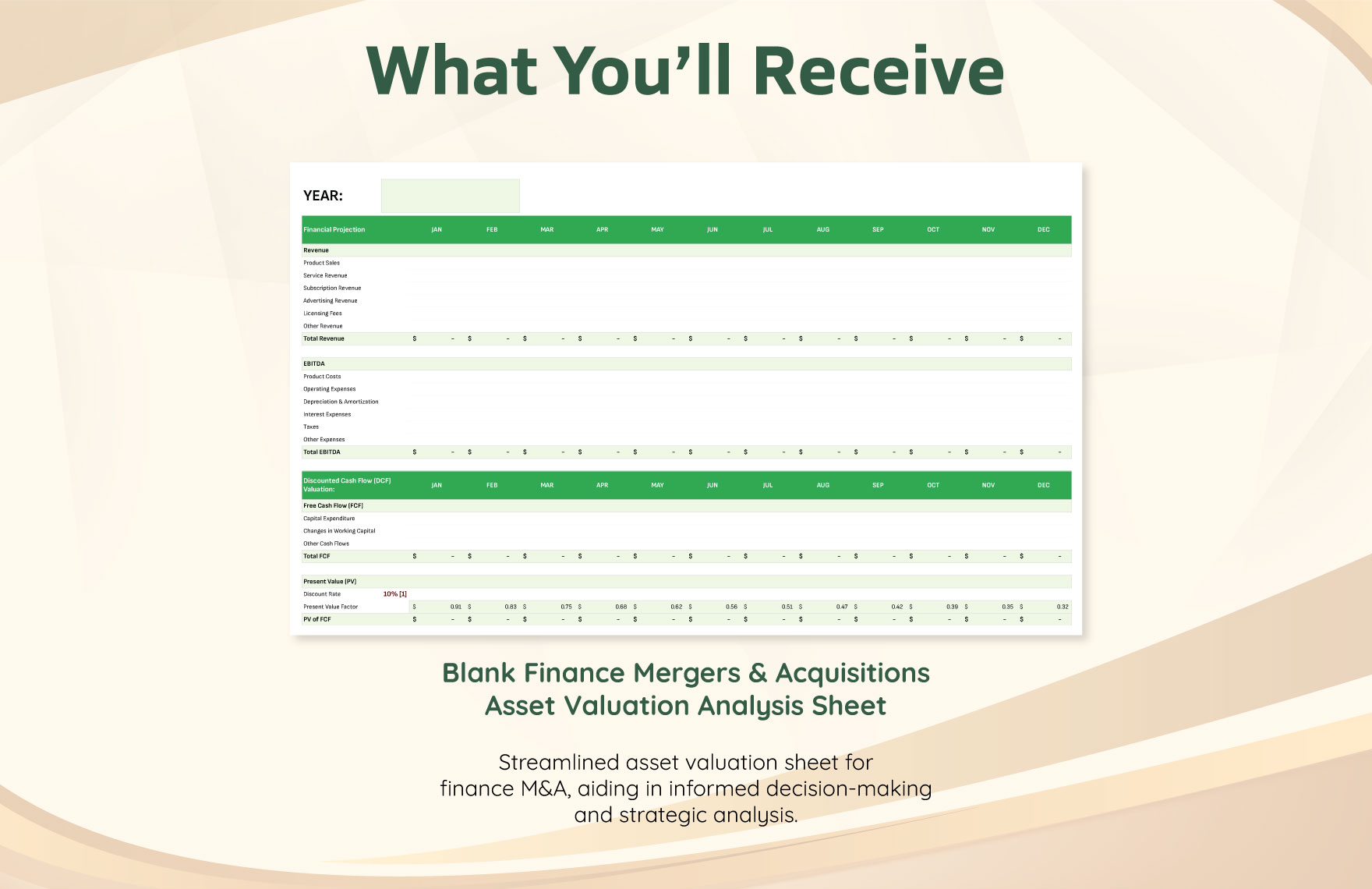 Finance Mergers & Acquisitions Asset Valuation Analysis Template