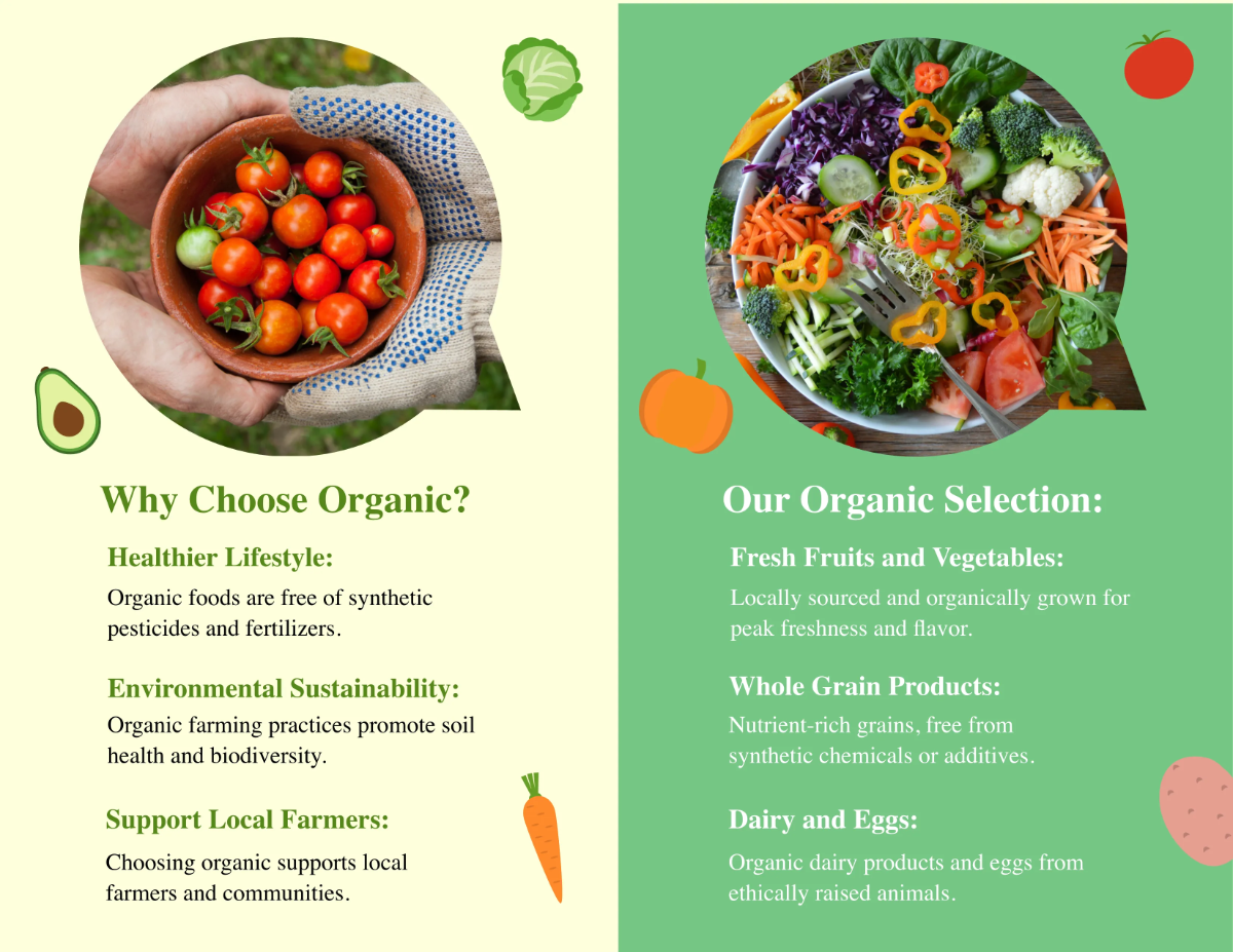 Free Organic Food Brochure Template to Edit Online