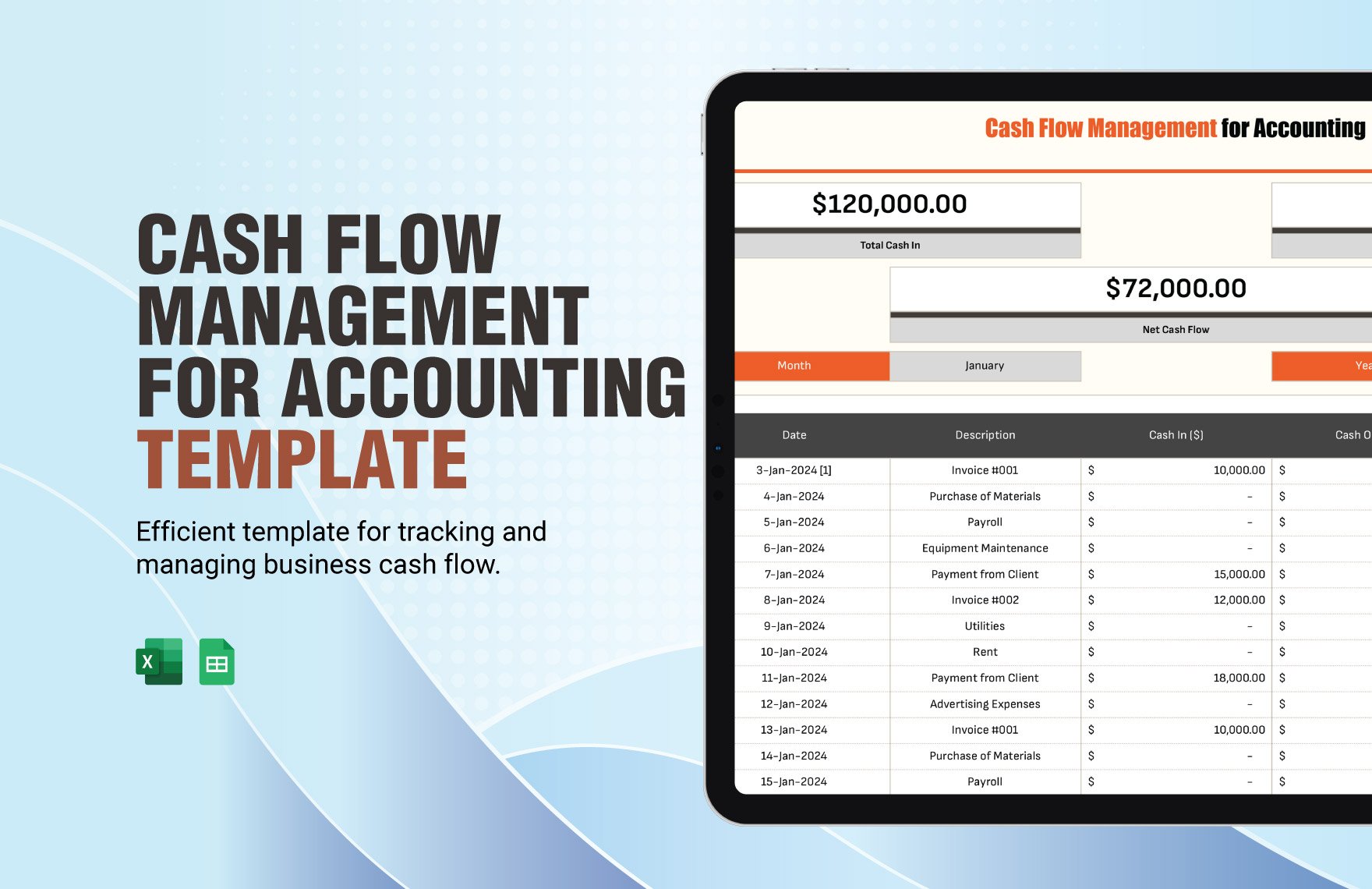 Cash Flow Management for Accounting Template