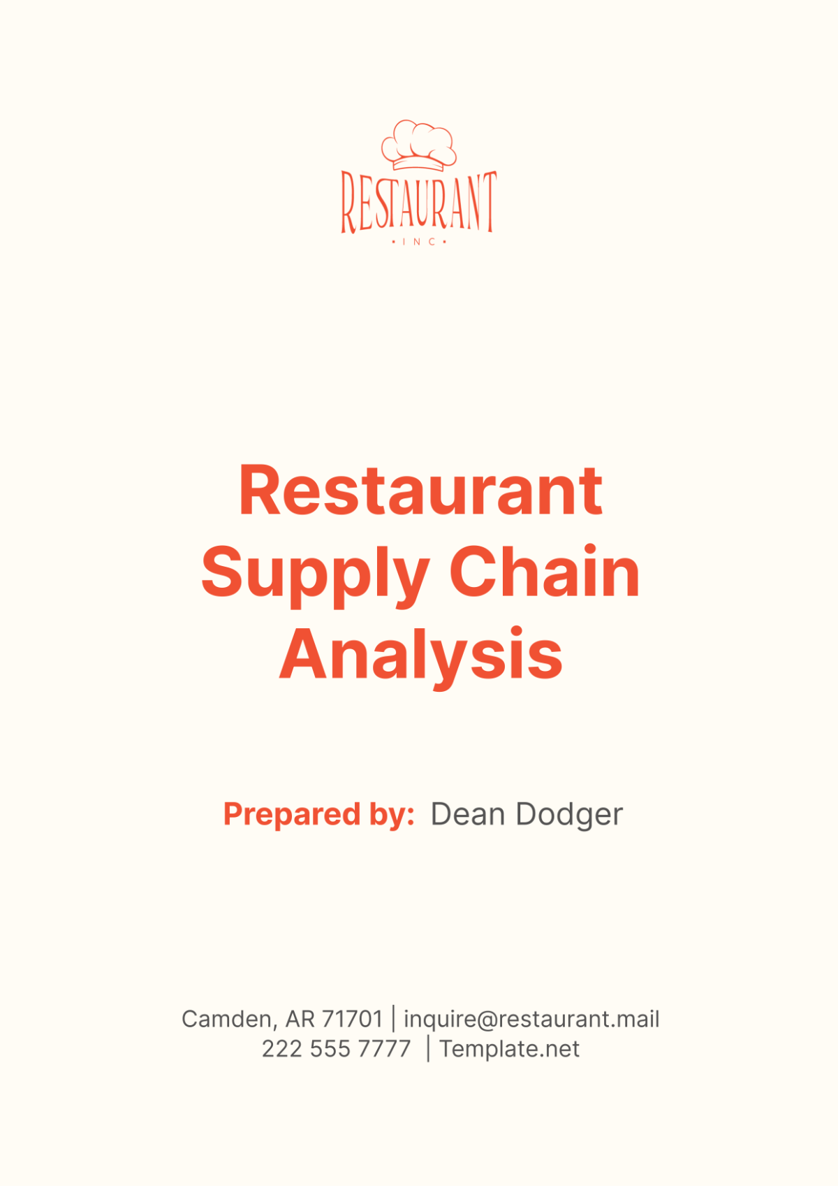 Free Restaurant Supply Chain Analysis Template