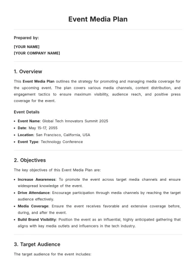 Free Event Media Plan Template to Edit Online