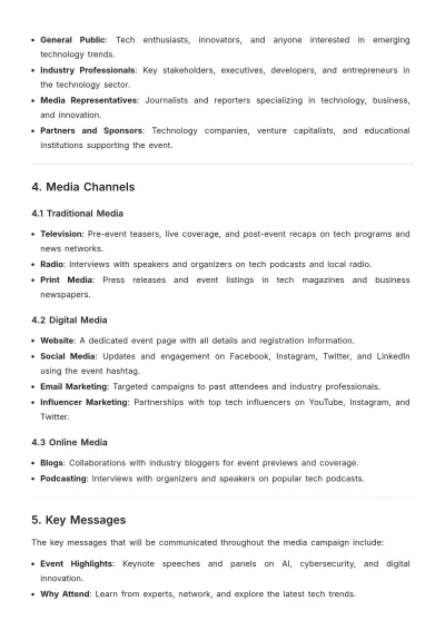 Free Event Media Plan Template to Edit Online