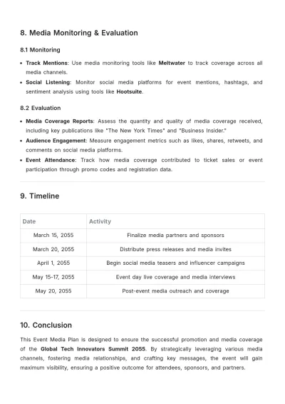 Free Event Media Plan Template to Edit Online