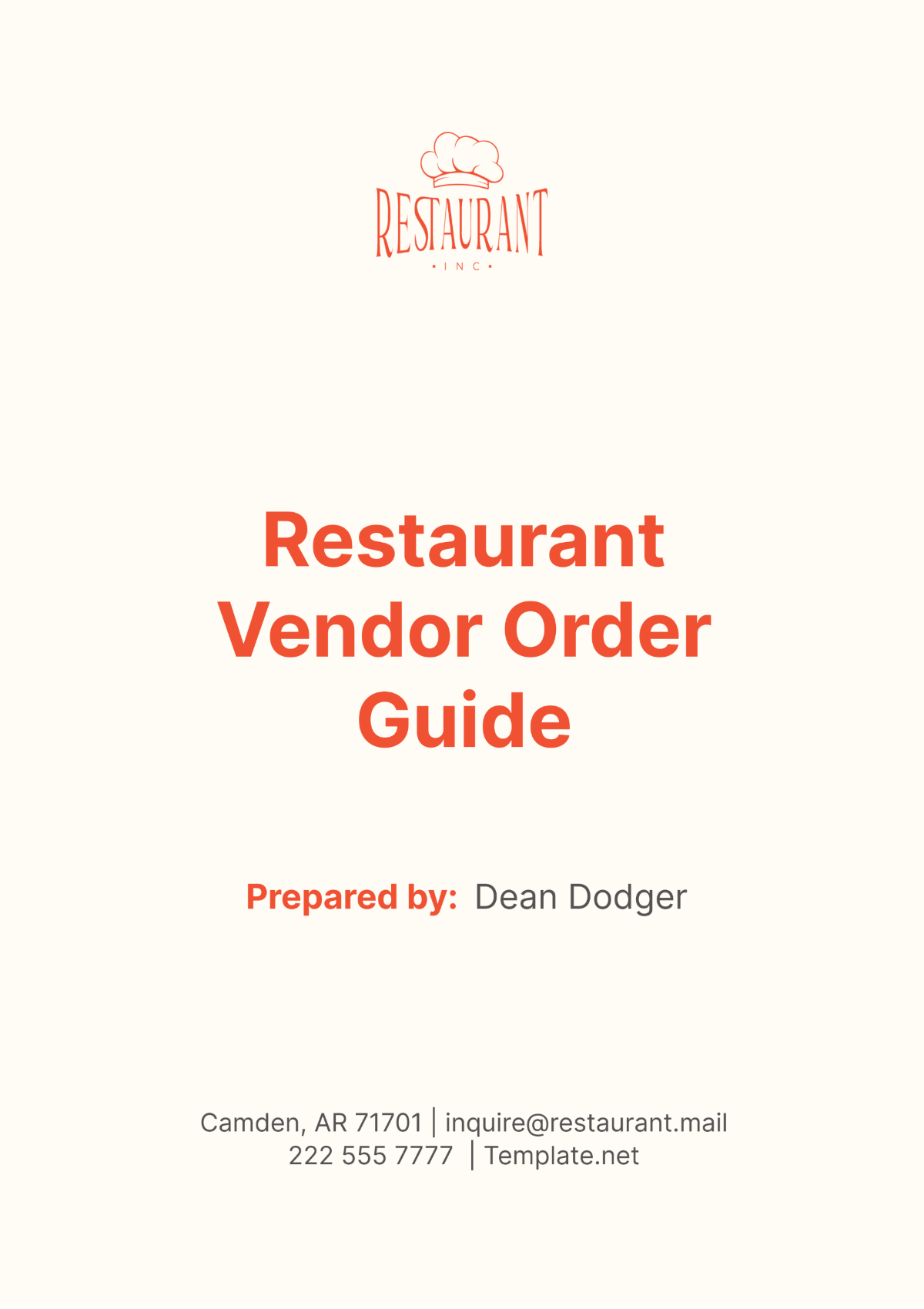 Restaurant Vendor Order Guide Template - Edit Online & Download