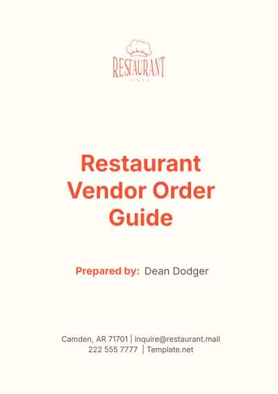 Free Restaurant Vendor Order Guide Template to Edit Online
