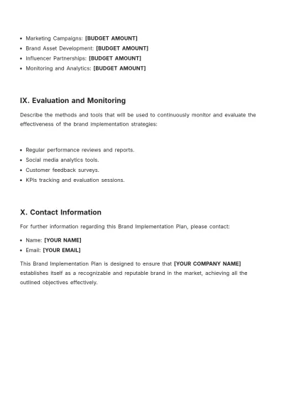 Free Brand Implementation Plan Template to Edit Online
