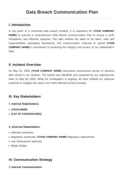 Free Data Breach Communication Plan Template to Edit Online