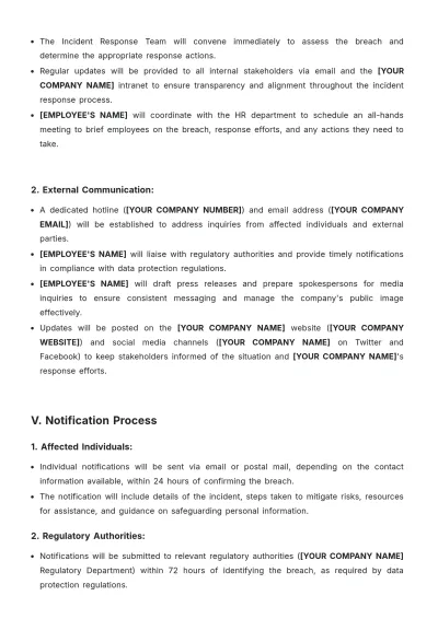 Free Data Breach Communication Plan Template to Edit Online