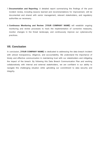 Free Data Breach Communication Plan Template to Edit Online