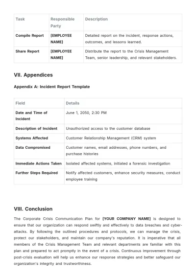 Free Corporate Crisis Communication Plan Template to Edit Online