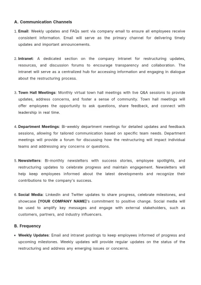 Free Organizational Change Management Communication Plan Template to Edit Online