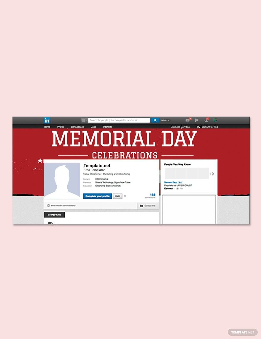 Memorial Day LinkedIn Profile Banner Template in PSD