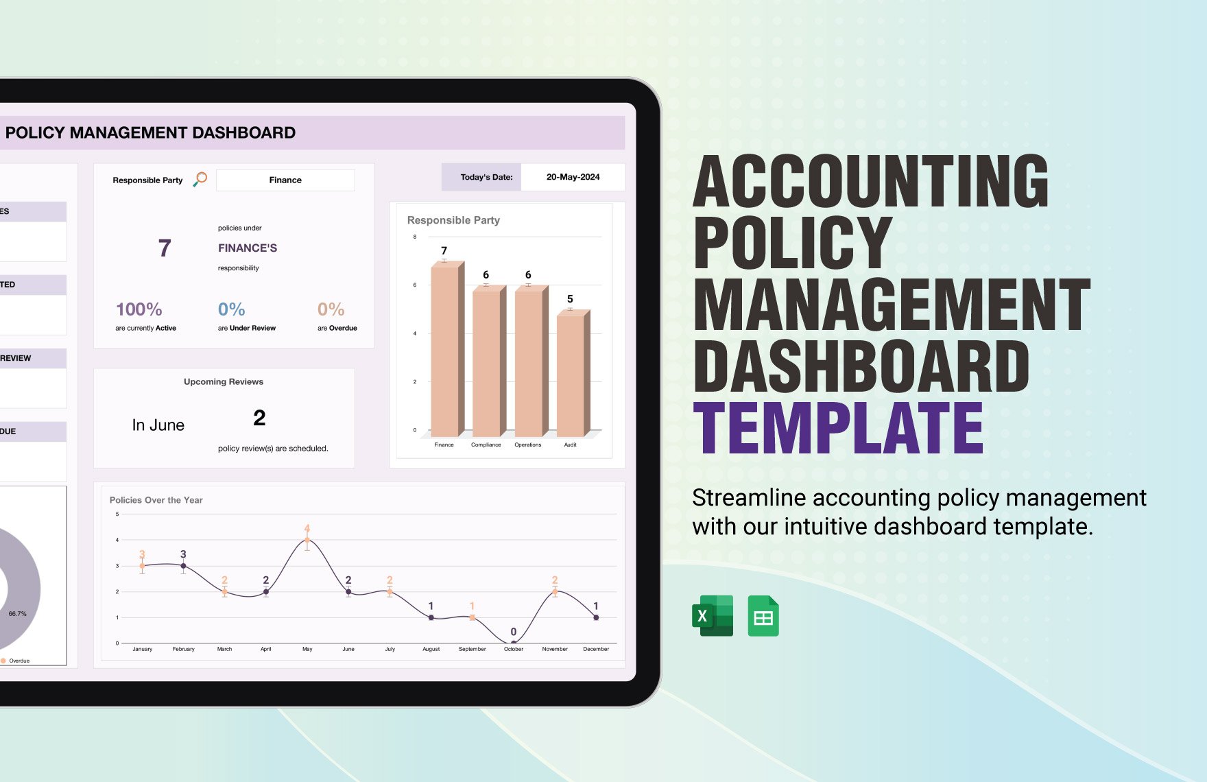 Accounting Policy Management Dashboard Template in Excel, Google Sheets