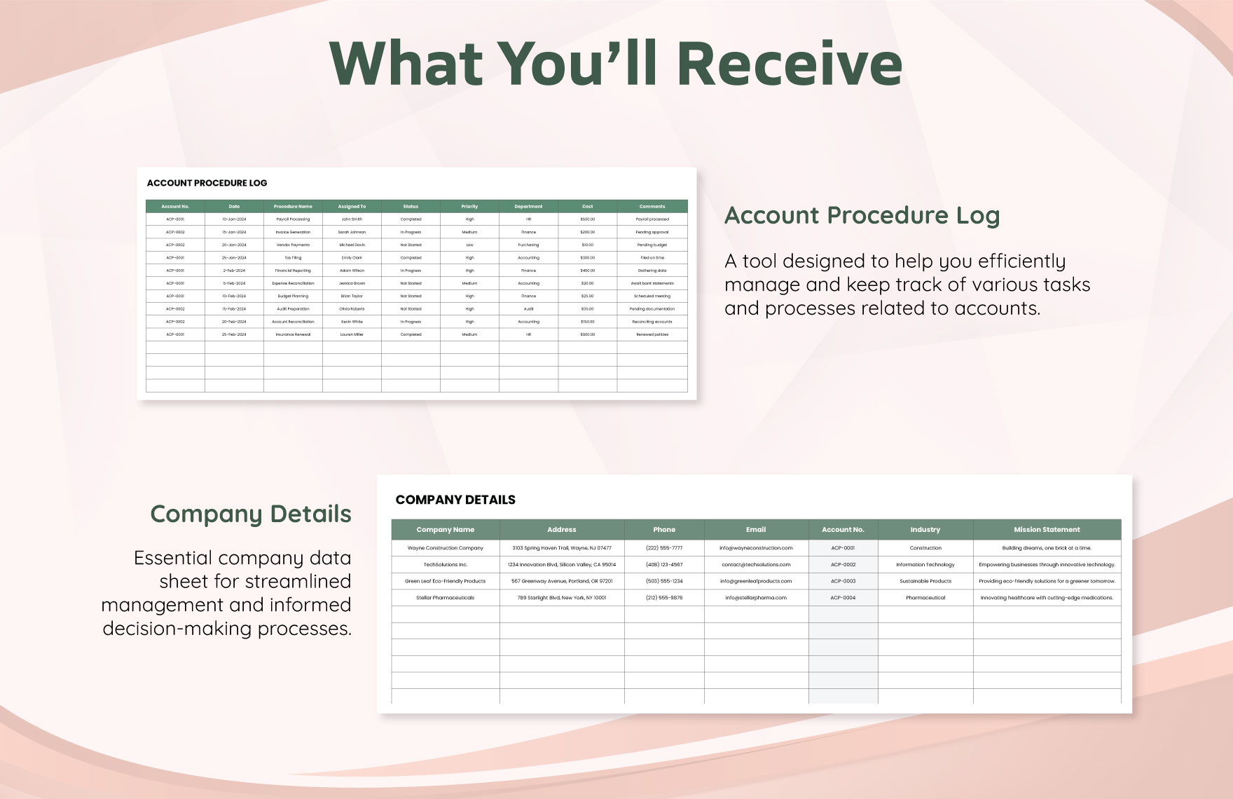 Account Procedure Tracking Template