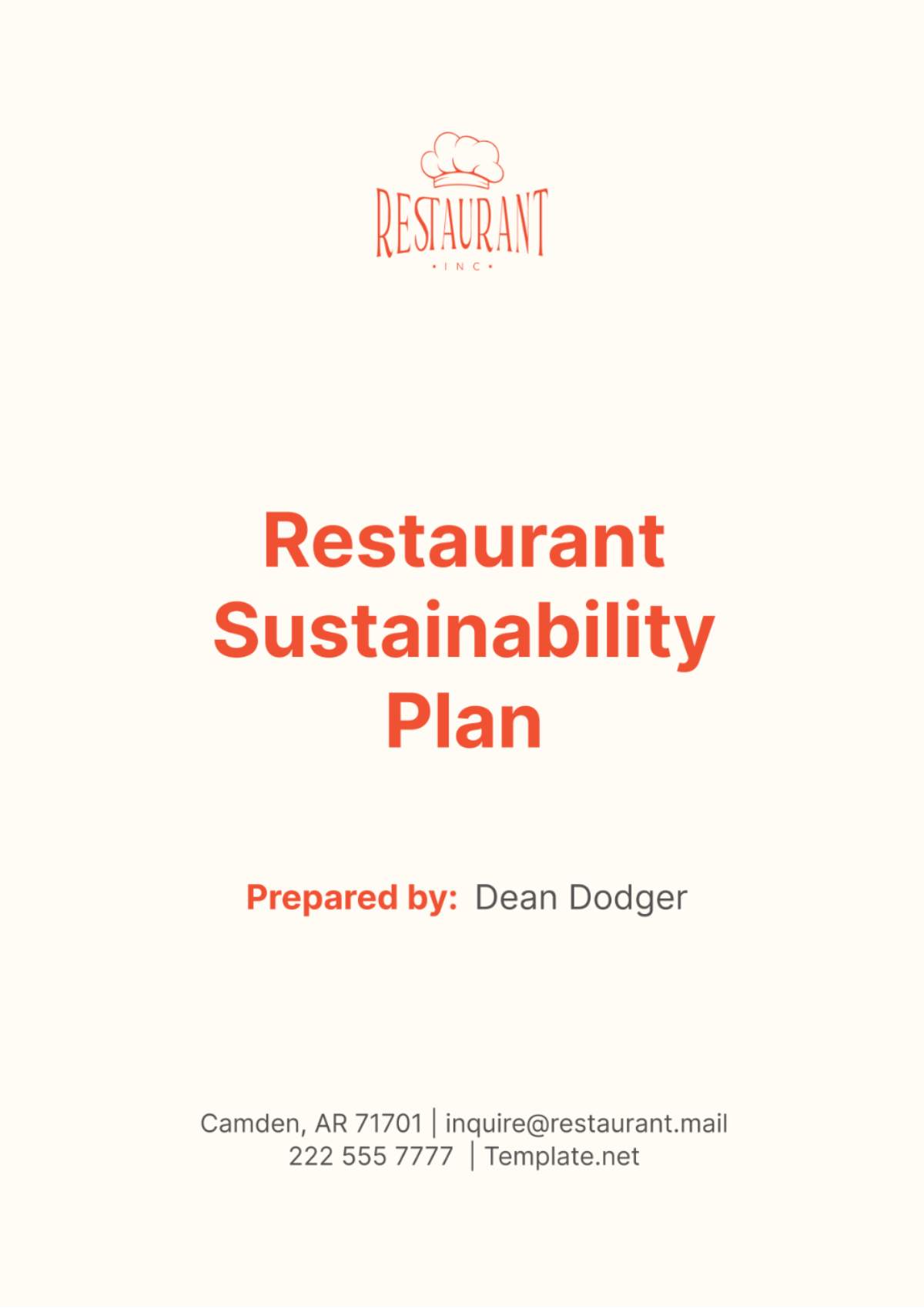 Restaurant Sustainability Plan Template - Edit Online & Download