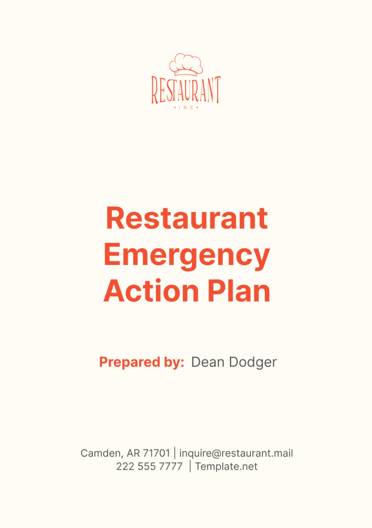 Restaurant Emergency Action Plan template - Edit Online & Download