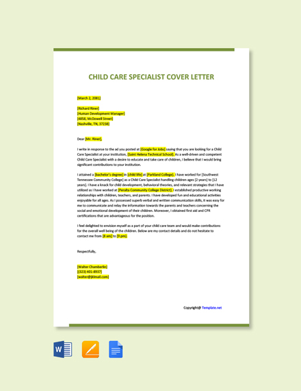 cover letter examples child care