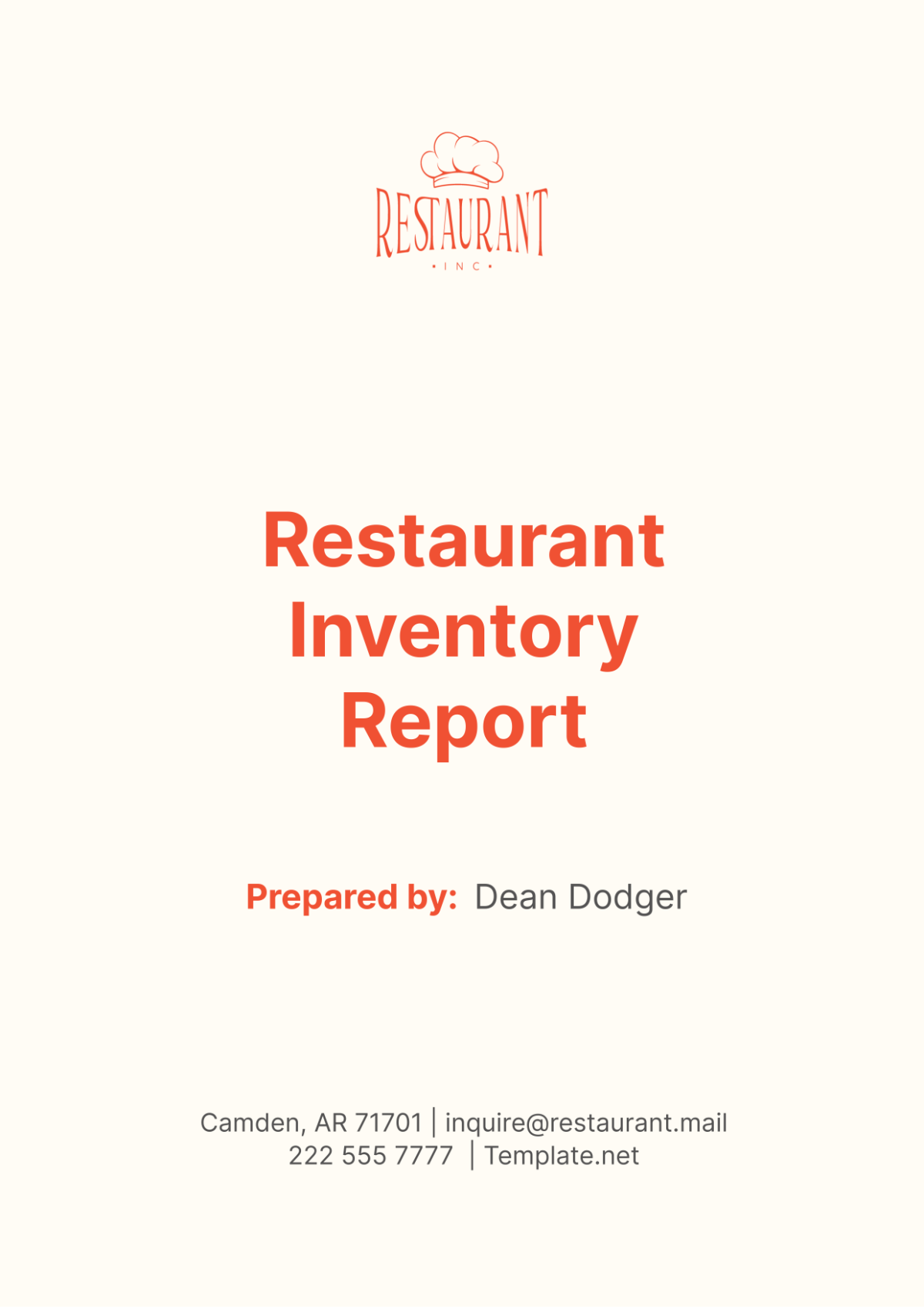 Restaurant Inventory Report Template - Edit Online & Download