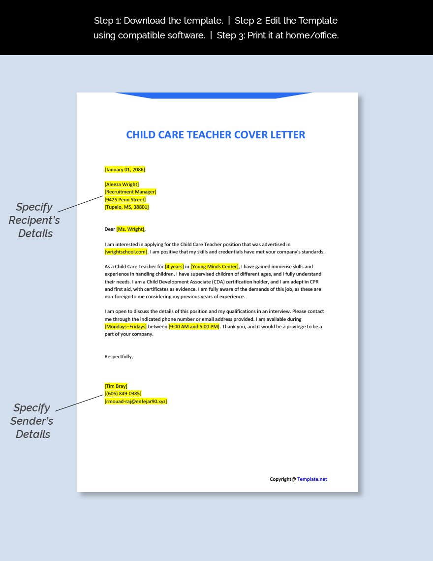 cover letter for daycare teacher