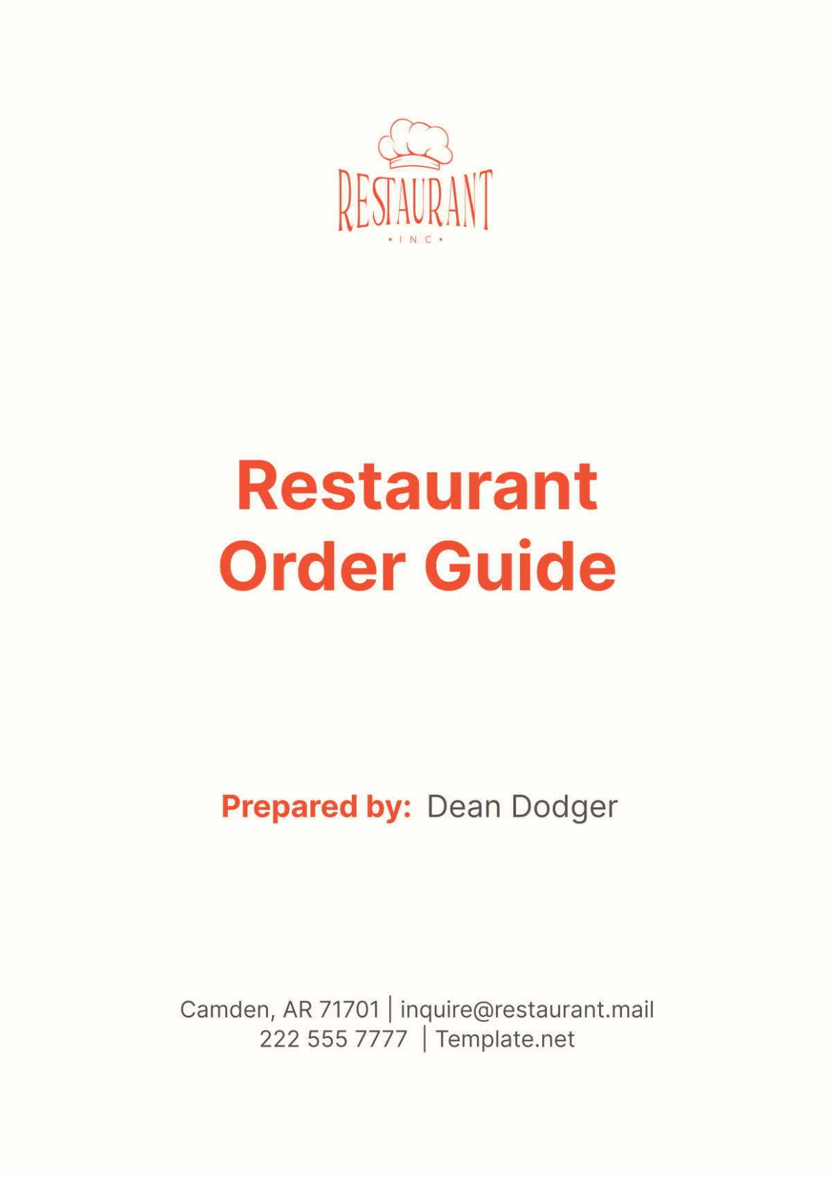 Restaurant Order Guide Template - Edit Online & Download