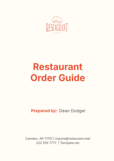 Free Restaurant Order Guide Template to Edit Online