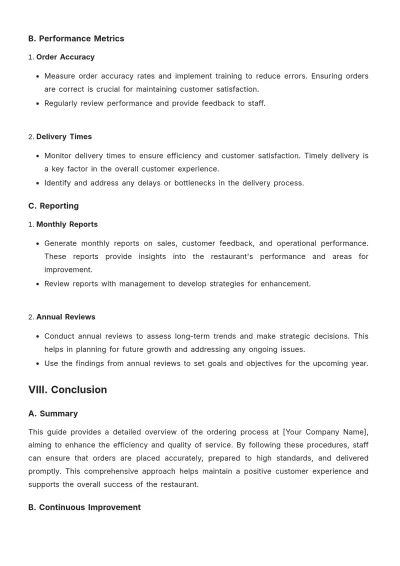 Free Restaurant Order Guide Template to Edit Online