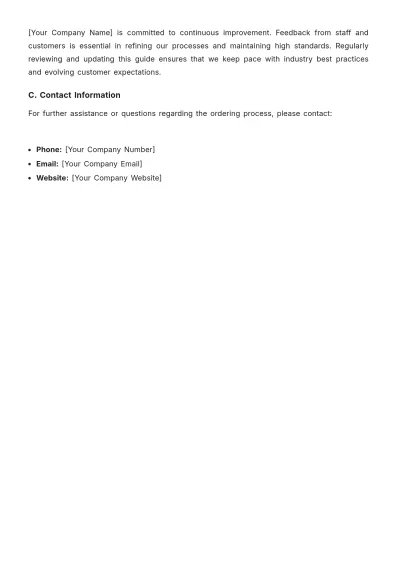 Free Restaurant Order Guide Template to Edit Online