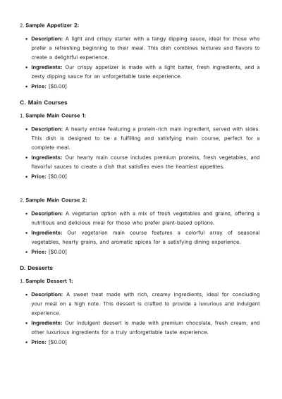Free Restaurant Order Guide Template to Edit Online