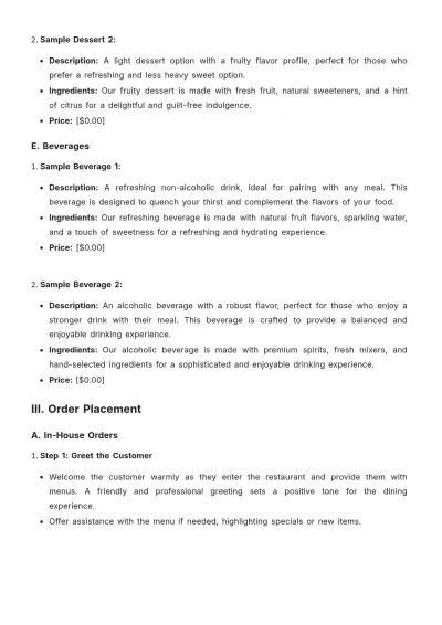 Free Restaurant Order Guide Template to Edit Online