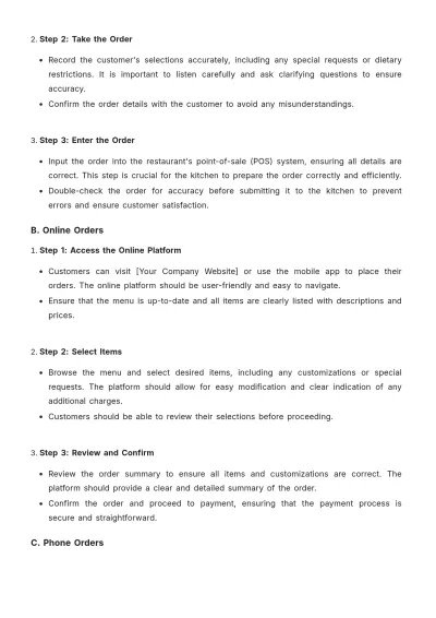 Free Restaurant Order Guide Template to Edit Online