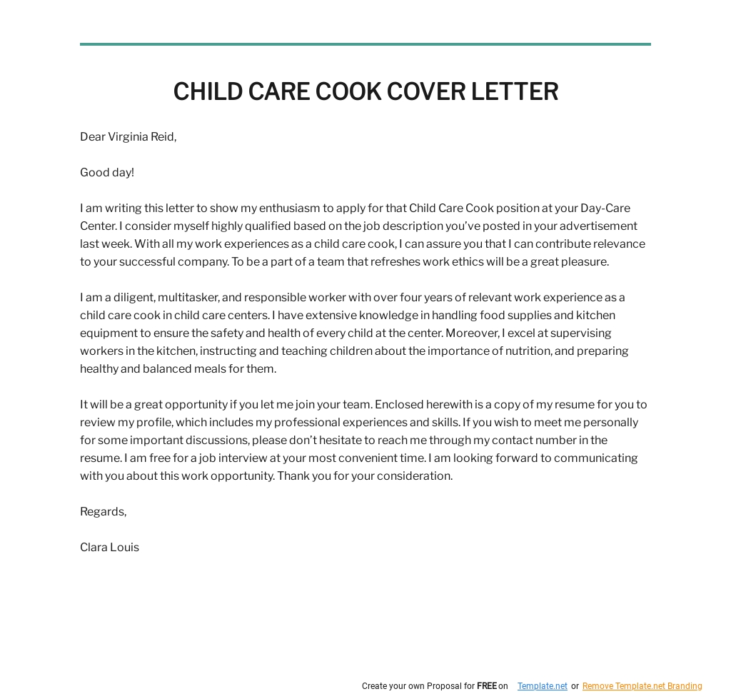 Child Care Cook Cover Letter Template.jpe
