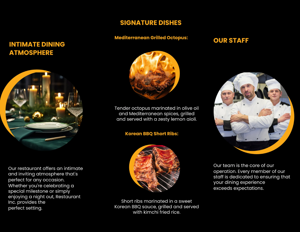 Free Restaurant Trifold Brochure Template to Edit Online