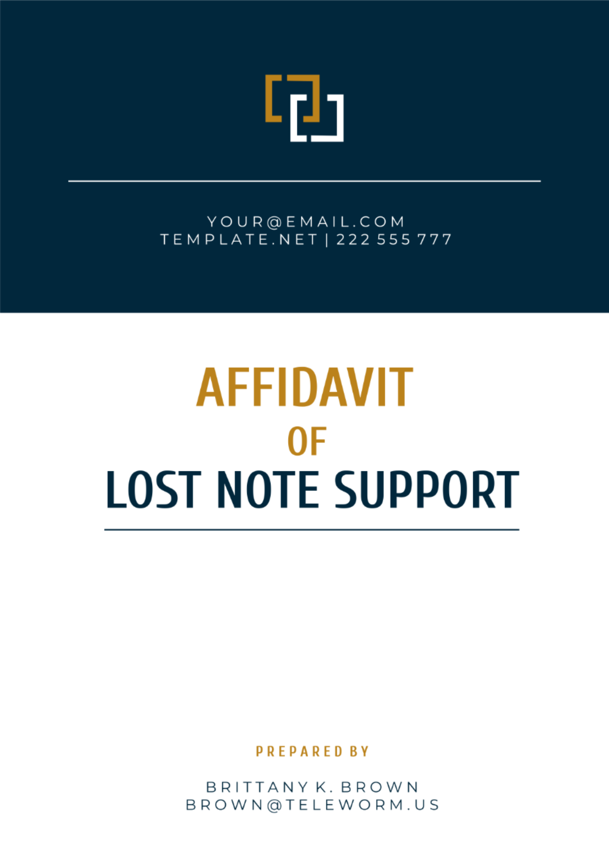 Affidavit Of Lost Note Support Template