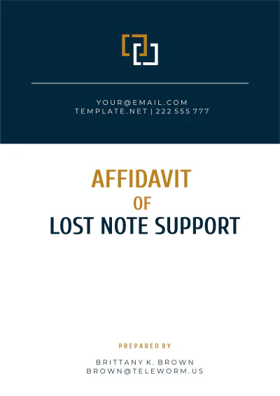 Free Affidavit Of Lost Note Support Template to Edit Online