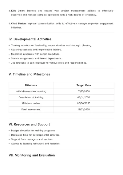 Free High-Potential Development Plan Template to Edit Online