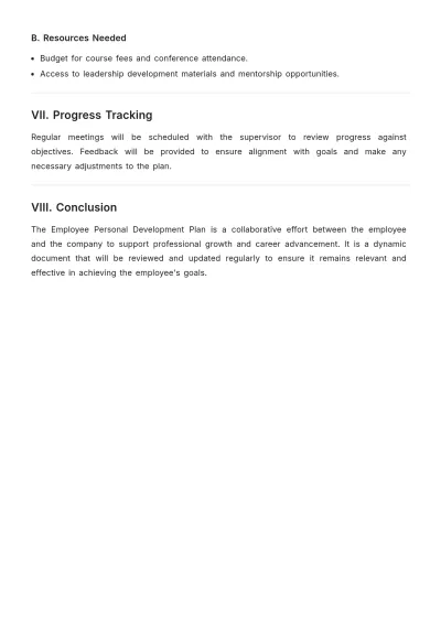 Free Employee Personal Development Plan Template to Edit Online