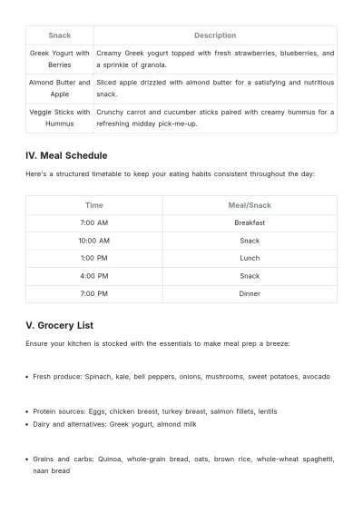 Free Meal Plan Template For Clients to Edit Online