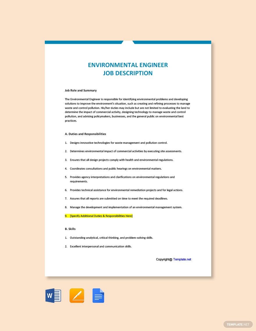 Environmental Engineer Job Description