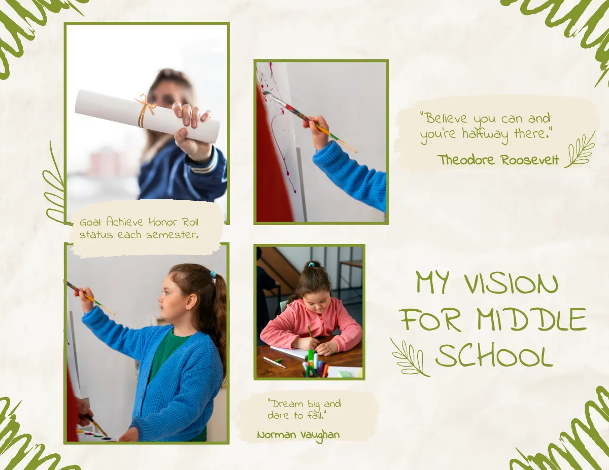 Free Middle School Vision Board Template to Edit Online