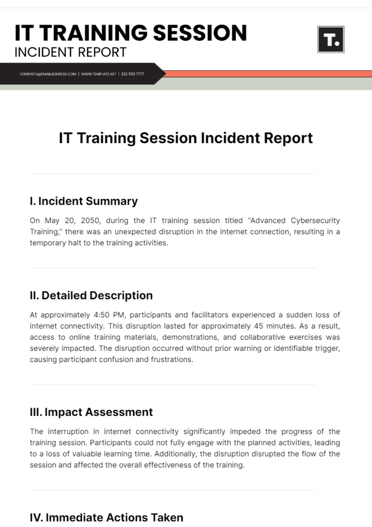 IT Training Session Incident Report Template - Edit Online & Download