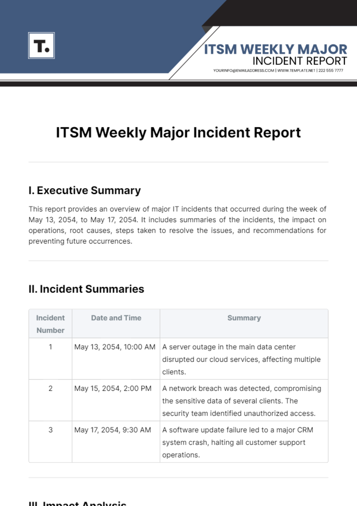 ITSM Weekly Major Incident Report Template - Edit Online & Download