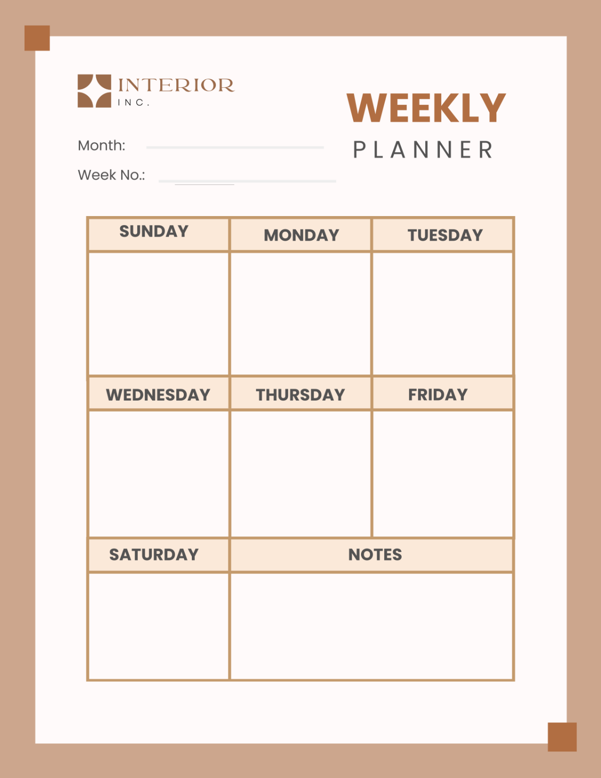 Interior Design Weekly Planner