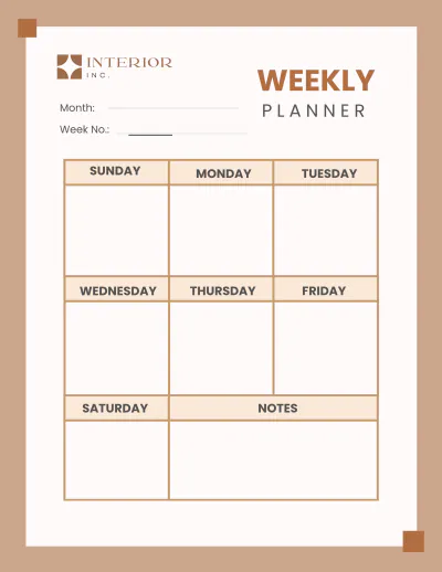 Free Interior Design Weekly Planner Template to Edit Online