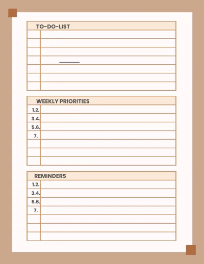 Free Interior Design Weekly Planner Template to Edit Online